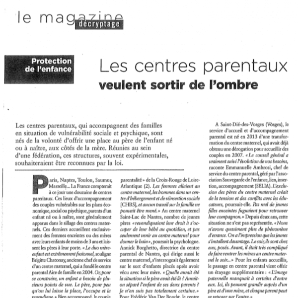 Affiche les centres parentaux veulent sortir de l'ombre