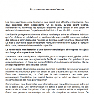 Affiche écouter les silences de l'enfant
