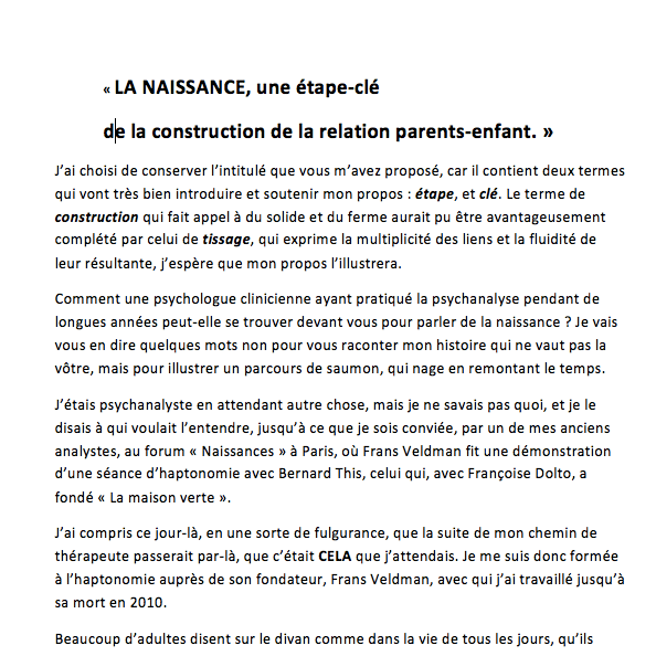 Affiche la naissance d'une étape clé